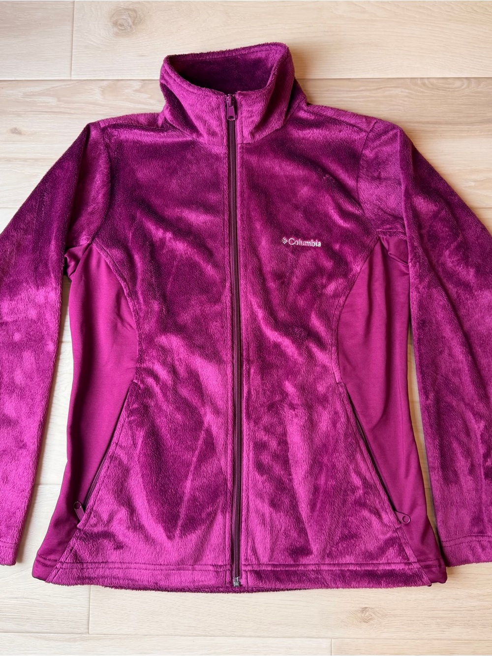 Columbia Women’s Omni-Heat Hybrid Plush Fleece Full Zip Jacket Magenta Berry S